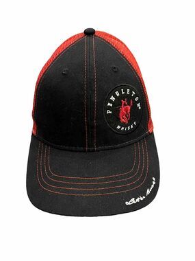 PENDELTON Whisky Mens Black Red Let’er Buck Rodeo Snapback Trucker Hat Cap